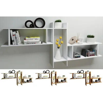 VCM Holzregal hängend   platzsparendes Regal   Maße: H. 80 x B. 188 x T. 20 cm   Elegantes Regal hängend   Aufbewahrungsregal   Bücherregal   Wandboard - Sirola Maxi