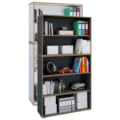 VCM Holzregal stehend   platzsparender Aktenschrank   Maße ca. B. 100 x H. 183 x T. 33 cm   Elegantes Regal   Büroregal – Salia 5fach B. 100 cm