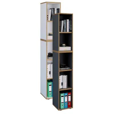 VCM Holzregal stehend   platzsparender Aktenschrank   Maße ca. B. 30 x H. 183 x T. 33 cm   Elegantes Regal   Büroregal – Salia 5fach B. 30 cm
