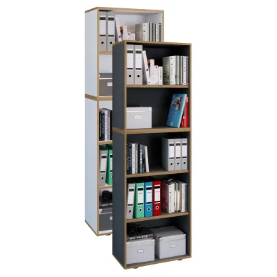 VCM Holzregal stehend   platzsparender Aktenschrank   Maße ca. B. 60 x H. 183 x T. 33 cm   Elegantes Regal   Büroregal – Salia 5fach B. 60 cm