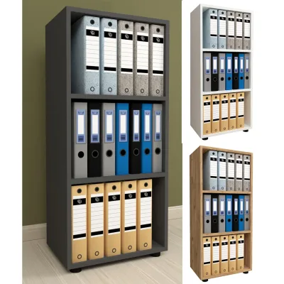 VCM Holzregal stehend   platzsparender Aktenschrank   Maße ca. H. 108 x B. 49 x T. 32 cm   Elegantes Regal   Büroregal – Ulas 3f
