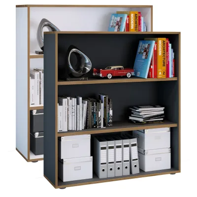 VCM Holzregal stehend   platzsparender Aktenschrank   Maße ca. H. 110 x B. 100 x T. 33 cm   Elegantes Regal   Büroregal – Salia 3fach B. 100 cm