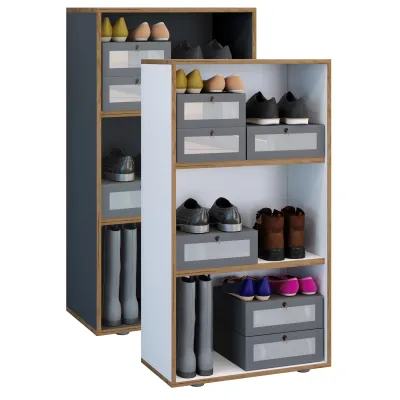 VCM Holzregal stehend   platzsparender Aktenschrank   Maße ca. H. 110 x B. 60 x T. 33 cm   Elegantes Regal   Büroregal – Salia 3fach B. 60 cm
