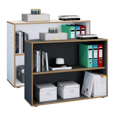 VCM Holzregal stehend   platzsparender Aktenschrank   Maße ca. H. 74 x B. 100 x T. 33 cm   Elegantes Regal   Büroregal – Salia 2fach B. 100 cm