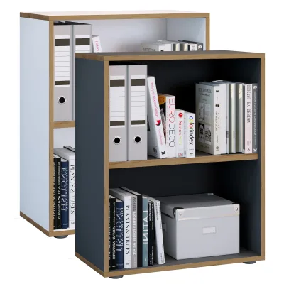 VCM Holzregal stehend   platzsparender Aktenschrank   Maße ca. H. 74 x B. 60 x T. 33 cm   Elegantes Regal   Büroregal – Salia 2fach B. 60 cm