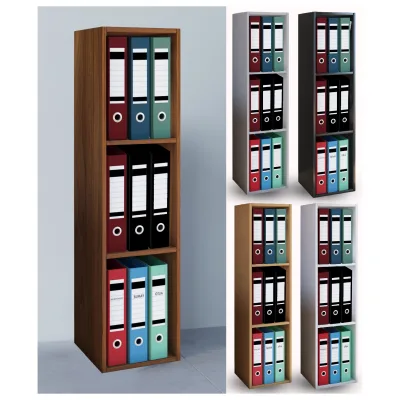 VCM Holzregal stehend   platzsparender Aktenschrank   Maße: H. 107 x B. 34 x T. 30 cm   Elegantes Regal stehend   Büroregal – Offas 3 Fach