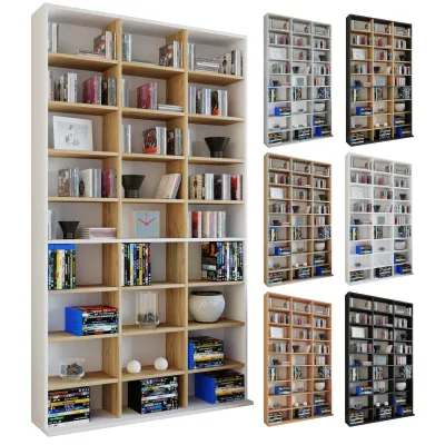 VCM Holzregal stehend   platzsparender CD-Schrank für 1080 CDs oder 504 DVDs   Maße:  H. 181 x B. 102 x T. 23 cm   Elegantes DVD Regal stehend   Blu-Ray Regal   CD Regal  Megosa