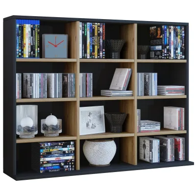 VCM Holzregal stehend   platzsparender CD-Schrank für 480 CDs oder 224 DVDs   Maße:H. 82 x B. 102 x T. 23 cm   Elegantes DVD Regal stehend   Blu-Ray Regal   CD Regal  Megosa