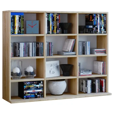 VCM Holzregal stehend   platzsparender CD-Schrank für 480 CDs oder 224 DVDs   Maße:H. 82 x B. 102 x T. 23 cm   Elegantes DVD Regal stehend   Blu-Ray Regal   CD Regal  Megosa