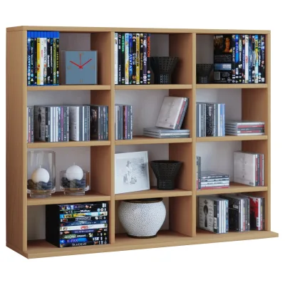 VCM Holzregal stehend   platzsparender CD-Schrank für 480 CDs oder 224 DVDs   Maße:H. 82 x B. 102 x T. 23 cm   Elegantes DVD Regal stehend   Blu-Ray Regal   CD Regal  Megosa