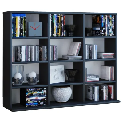 VCM Holzregal stehend   platzsparender CD-Schrank für 480 CDs oder 224 DVDs   Maße:H. 82 x B. 102 x T. 23 cm   Elegantes DVD Regal stehend   Blu-Ray Regal   CD Regal  Megosa