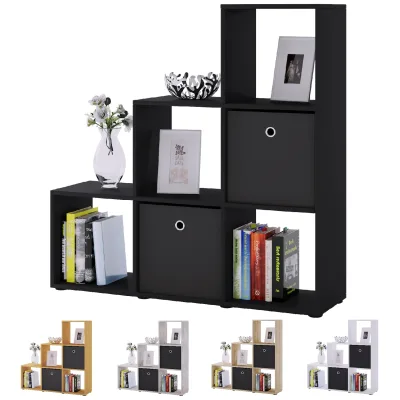 VCM Holzregal stehend   platzsparendes Regal   Maße: H. 105 x B. 108 x T. 29 cm   Elegantes Regal stehend   Aufbewahrungsregal   Bücherregal    Raumteiler- Nitas