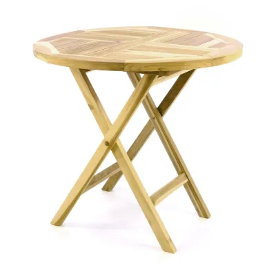 VCM Klapptisch   Balkontisch   Gartentisch klappbar   hochwertig Teak Holz   Ø 80cm