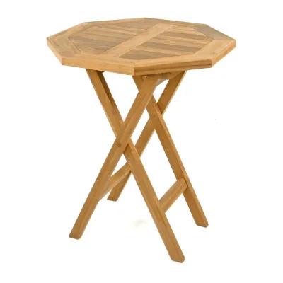 VCM Klapptisch   Beistelltisch klappbar   Gartentisch Teakholz   Balkontisch   Achteckig Ø 60cm