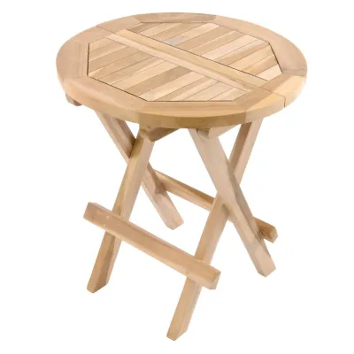 VCM Klapptisch   Beistelltisch klappbar   Gartentisch Teakholz   Blumentisch   Balkontisch   Naturfarben rund Ø 60cm