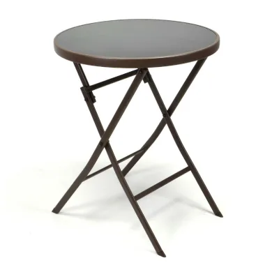 VCM Klapptisch   Glastisch   Stehtisch braun   klappbar Bistrotisch   Bartisch   Terrassentisch   Ø 60cm