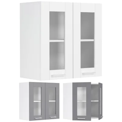 VCM Küchenschrank hängend   Maße ca. H. 60 x B. 80 x T. 31 cm   Hängeschrank mit zwei Drehtüren im Landhaus Stil   Küchenschrank mit Glas   Küchenmöbel – Colura