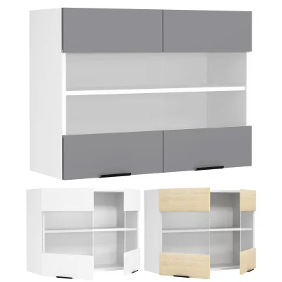 VCM Küchenschrank hängend   Maße ca. H. 60 x B. 80 x T. 31 cm   Hängeschrank mit zwei Drehtüren   Küchenschrank mit Glas   Küchenmöbel – Fasola
