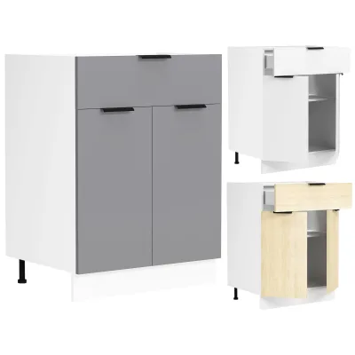 VCM Küchenschrank   Maße ca. H. 82 x B. 60 x. T. 46 cm   Unterschrank mit zwei Drehtüren und einer Schublade   Küchenmöbel - Fasola