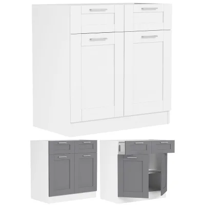 VCM Küchenschrank   Maße ca. H. 82 x B. 80 x. T. 46 cm   Unterschrank mit zwei Drehtüren und zwei Schubladen im Landhaus Stil   Küchenmöbel – Colura