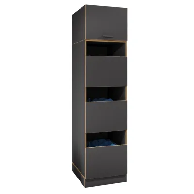 VCM Mehrzweck-Wäscheschrank , schmaler Stauraumschrank mit 4 Fächern & Drehtüren, Maße Haushaltsregal H. 200 x B. 50 x T. 60 cm, Rislo SD