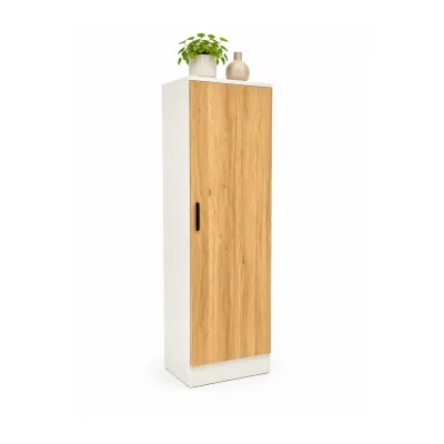 VCM Mehrzweckschrank mit 1 Drehtür, H. 114 x B. 52 x T. 32 cm, Wohnzimmerschrank, Büroschrank und Aufbewahrungsschrank mit 3 Fächer - Dilos