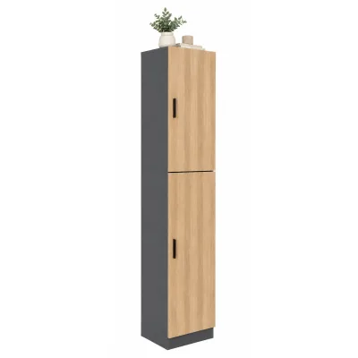 VCM Mehrzweckschrank mit 2 Drehtüren, H. 183 x B. 38 x T. 32 cm, Wohnzimmerschrank, Büroschrank und Aufbewahrungsschrank mit 5 Fächer - Dilos