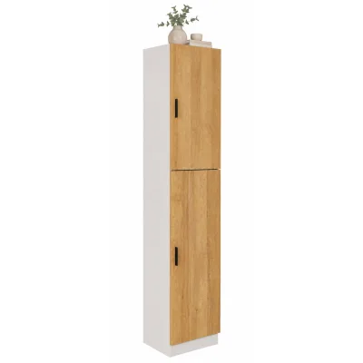 VCM Mehrzweckschrank mit 2 Drehtüren, H. 183 x B. 38 x T. 32 cm, Wohnzimmerschrank, Büroschrank und Aufbewahrungsschrank mit 5 Fächer - Dilos