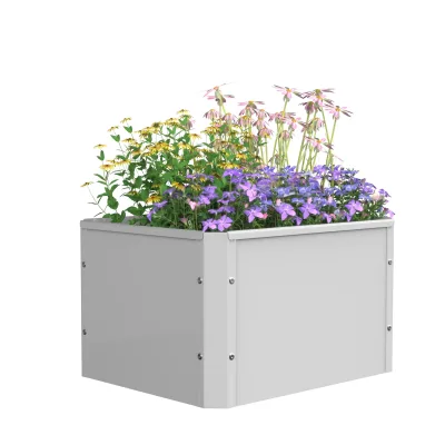 VCM Metall Hochbeet 50x40x30 cm, rechteckiger Pflanzkasten für Balkon Terrasse Garten, Blumenkasten mit und auch ohne Boden nutzbar, Balora