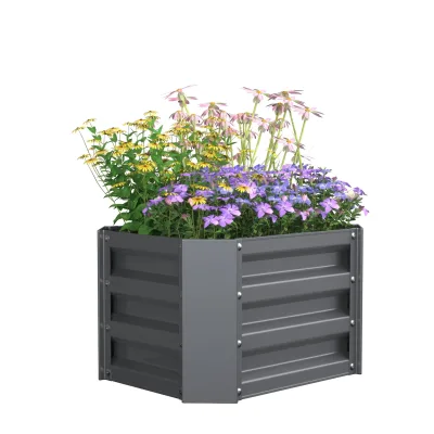 VCM Metall Hochbeet 50x40x30 cm, rechteckiger Pflanzkasten für Balkon, Terrasse & Garten, Pflanzenbeet ohne Boden, Galdo