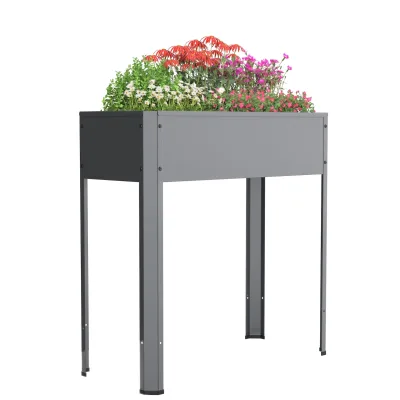 VCM Metall Hochbeet 80x35x80 cm, stehender Pflanzkasten für Balkon Terrasse Garten, Blumenkasten, Balora