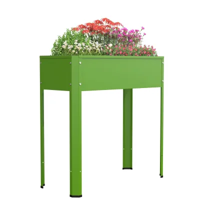 VCM Metall Hochbeet 80x35x80 cm, stehender Pflanzkasten für Balkon Terrasse Garten, Blumenkasten, Balora