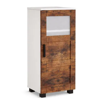 VCM Midischrank – schmaler Badschrank mit 3 Fächern, H. 70 x B. 38 x T. 28 cm, kompakte Aufbewahrung für Badezimmer, Badmöbel mit Drehtüren, Nilari