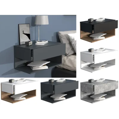 VCM Nachtschrank   Wandschublade   Wandboard   Nachttisch  Maße ca. H. 30 x B. 60 x T. 32 cm - Usal XL 60 cm
