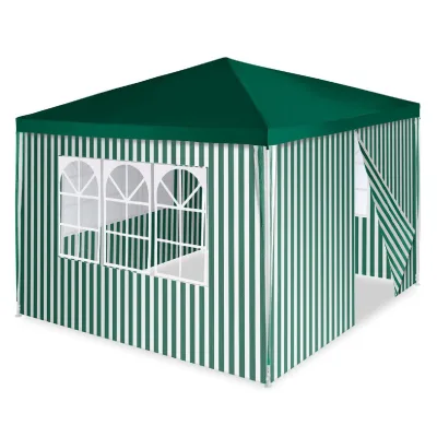 VCM Pavillon   Maße ca. 3x3 m   wasserabweisende 110g / m² PE Plane   Partyzelt   Gartenzelt mit 4 Seitenteile   Grün