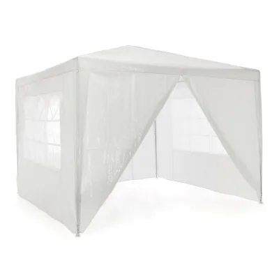 VCM Pavillon   Maße ca. 3x3 m   wasserabweisende 110g / m² PE Plane   Partyzelt   Gartenzelt mit 4 Seitenteile   Weiß