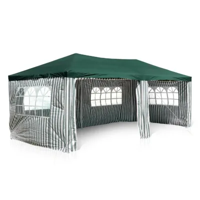 VCM Pavillon   Maße ca. 3x6 m   wasserabweisende 110g / m² PE Plane   Partyzelt   Gartenzelt mit Stahlgestell   Festivalzelt   Grün