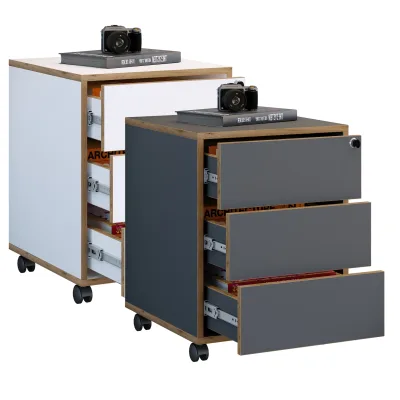 VCM Rollcontainer   Beistellcontainer mit drei Schubladen   Maße ca. H. 50 x B. 39 x T. 45 cm   Bürocontainer abschließbar - Salia