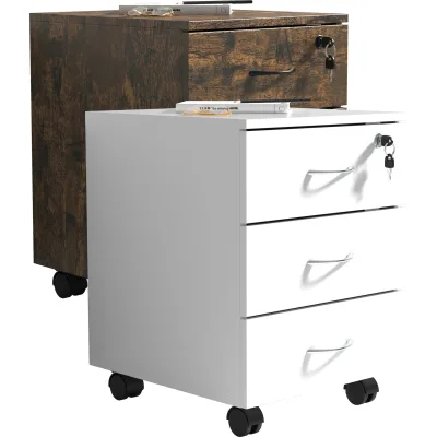 VCM Rollcontainer   Beistellcontainer mit drei Schubladen   Maße ca. H. 55 x B. 40 x T. 44 cm   Bürocontainer abschließbar - Baula