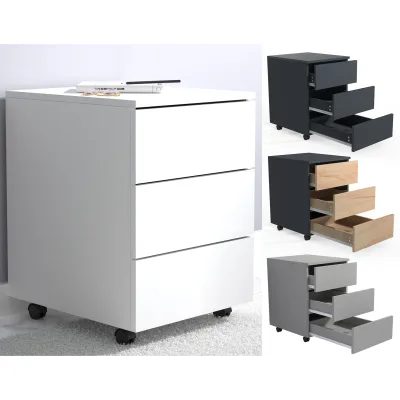 VCM Rollcontainer   Beistellcontainer mit Schubladen   Maße ca. H. 55 x B. 39 x T. 45 cm   Bürocontainer - Dalosa 3 Schubladen