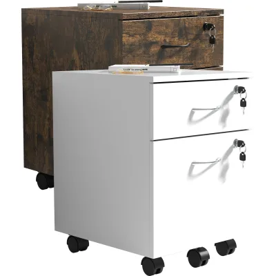 VCM Rollcontainer   Beistellcontainer mit zwei Schubladen   Maße ca. H. 55 x B. 40 x T. 44 cm   Bürocontainer abschließbar - Baula