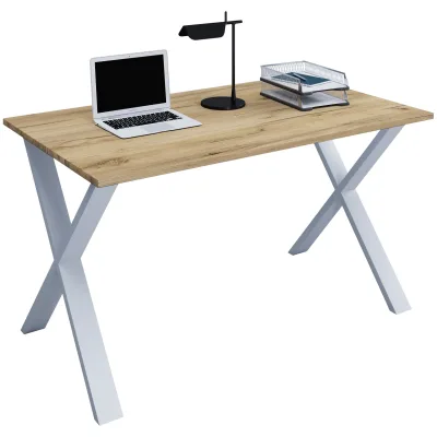 VCM Schreibtisch, 160 x 80 cm, Computertisch mit Metallgestell, Bürotisch für Homeoffice und Arbeitszimmer - Lona X