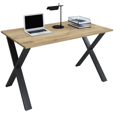 VCM Schreibtisch, 160 x 80 cm, Computertisch mit Metallgestell, Bürotisch für Homeoffice und Arbeitszimmer - Lona X