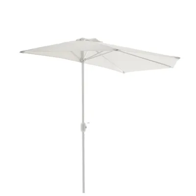 VCM Sonnenschirm   Maße ca. 2,7x1,4 m   Schirm mit Kurbel   Rechteckschirm   Sonnenschutz halbrund   Weiß