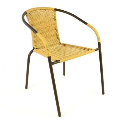 VCM Stapelstuhl Balkonstuhl Bistrostuhl   beige hellbraun    Poly-Rattan   Maße H. 73x B. 53x T. 60 cm
