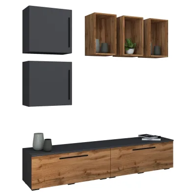 VCM TV Möbel   Wohnwand mit ausreichend Stauraum   Anbauwand   Maße H. 200 x B. 190 x T. 40 cm   Fernseh Möbel – Arila