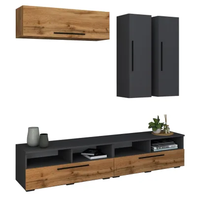 VCM TV Möbel   Wohnwand mit ausreichend Stauraum   Anbauwand   Maße H. 200 x B. 190 x T. 40 cm   Fernseh Möbel – Arila
