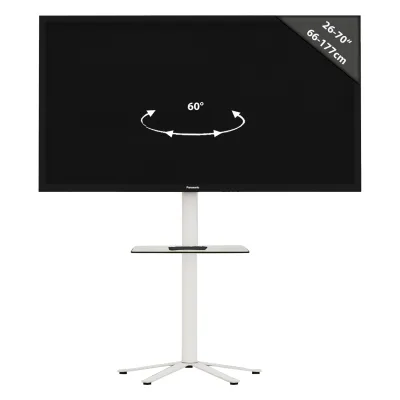 VCM TV Standfuß mit Fachboden 32-70 Zoll   VESA max. 600x400 bis 40 kg   Fernseh Ständer aus Alu   TV Bodenständer Maße ca. H. 100 x B. 61 x T. 61 cm   Fernsehstand Xila