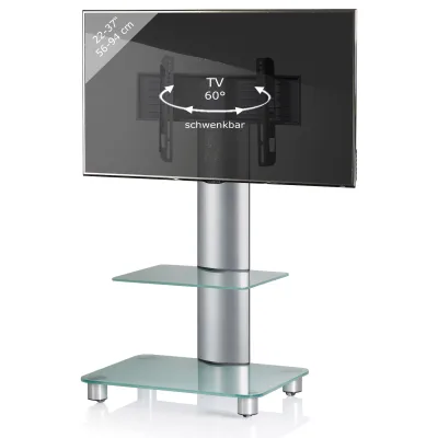 VCM TV Standfuß mit Zwischenboden 22-40 Zoll   VESA max. 600x400 bis 30 kg   Fernseh Ständer aus Alu   TV Bodenständer mit Rollen   Maße ca. H. 100 x B. 60 x T 44 cm    Fernsehstand Bilano
