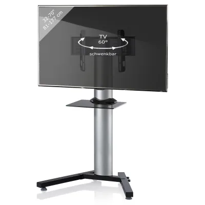 VCM TV Standfuß mit Zwischenboden 26-70 Zoll   VESA bis max. 600x400   Fernseh Ständer aus Alu   TV Ständer Maße ca. H. 125 x B. 90 x T. 72 cm   Fernsehstand Stadino Mini